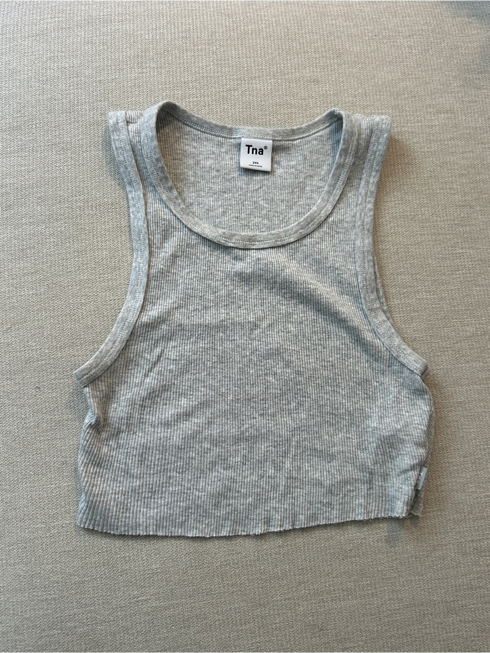 TNA Light Gray Ribbed Crop Tank